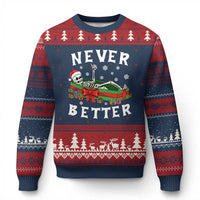 Funny Halloween Christmas Never Better Ugly Christmas Sweater Xmas Skeleton Coffin - Wonder Print Shop