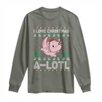 Funny Christmas Axolotl Long Sleeve Shirt I Love Christmas A Lotl Xmas Salamander - Wonder Print Shop