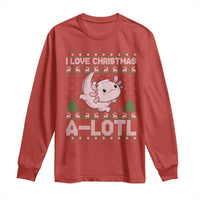 Funny Christmas Axolotl Long Sleeve Shirt I Love Christmas A Lotl Xmas Salamander - Wonder Print Shop