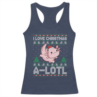 Funny Christmas Axolotl Racerback Tank Top I Love Christmas A Lotl Xmas Salamander - Wonder Print Shop