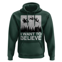 Funny Christmas Santa Hoodie I Want To Believe Sleigh With Reindeers