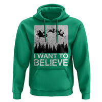Funny Christmas Santa Hoodie I Want To Believe Sleigh With Reindeers