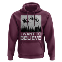 Funny Christmas Santa Hoodie I Want To Believe Sleigh With Reindeers