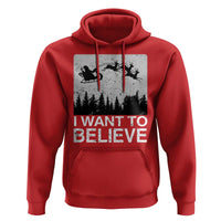 Funny Christmas Santa Hoodie I Want To Believe Sleigh With Reindeers