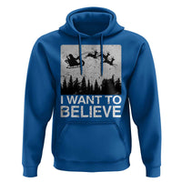 Funny Christmas Santa Hoodie I Want To Believe Sleigh With Reindeers