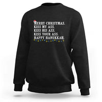 Funny Merry Christmas Kiss My His Your Ass Happy Hanukkah Sweatshirt - Wonder Print Shop