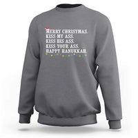 Funny Merry Christmas Kiss My His Your Ass Happy Hanukkah Sweatshirt - Wonder Print Shop