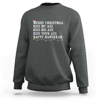Funny Merry Christmas Kiss My His Your Ass Happy Hanukkah Sweatshirt - Wonder Print Shop