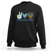 Hanukkah Sweatshirt Peace Love Light Chanukah Jewish David Star - Wonder Print Shop
