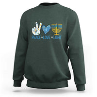 Hanukkah Sweatshirt Peace Love Light Chanukah Jewish David Star - Wonder Print Shop