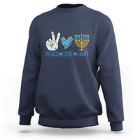 Hanukkah Sweatshirt Peace Love Light Chanukah Jewish David Star - Wonder Print Shop