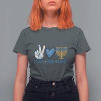 Hanukkah T Shirt For Women Peace Love Light Chanukah Jewish David Star - Wonder Print Shop