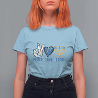 Hanukkah T Shirt For Women Peace Love Light Chanukah Jewish David Star - Wonder Print Shop