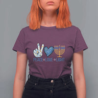 Hanukkah T Shirt For Women Peace Love Light Chanukah Jewish David Star - Wonder Print Shop