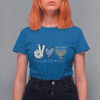 Hanukkah T Shirt For Women Peace Love Light Chanukah Jewish David Star - Wonder Print Shop
