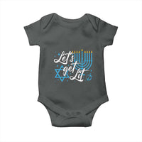 Funny Hanukkah Baby Onesie Let's Get Lit Menorah David Star