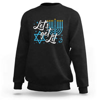 Funny Hanukkah Sweatshirt Let's Get Lit Menorah David Star - Wonder Print Shop