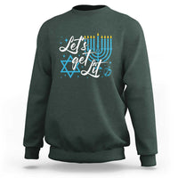 Funny Hanukkah Sweatshirt Let's Get Lit Menorah David Star - Wonder Print Shop