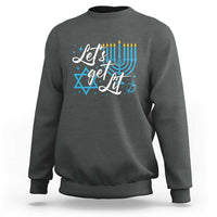 Funny Hanukkah Sweatshirt Let's Get Lit Menorah David Star - Wonder Print Shop