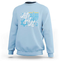 Funny Hanukkah Sweatshirt Let's Get Lit Menorah David Star - Wonder Print Shop