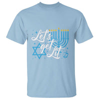 Funny Hanukkah T Shirt Let's Get Lit Menorah David Star - Wonder Print Shop