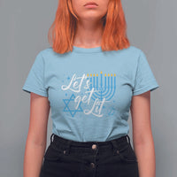 Funny Hanukkah T Shirt For Women Let's Get Lit Menorah David Star - Wonder Print Shop