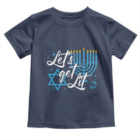 Funny Hanukkah Toddler T Shirt Let's Get Lit Menorah David Star