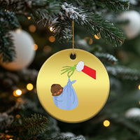 Funny NICU Labor Delivery Nurse Xmas Santa Black Baby Christmas Ornament - Wonder Print Shop