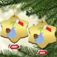 Funny NICU Labor Delivery Nurse Xmas Santa Black Baby Christmas Ornament - Wonder Print Shop