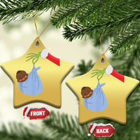 Funny NICU Labor Delivery Nurse Xmas Santa Black Baby Christmas Ornament - Wonder Print Shop