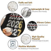 Funny 67 New Year Throw Blanket Happy New Year 2026 2027 Six Seven Meme Faux Glitter Effect Printed - Wonder Print Shop