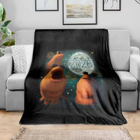 Funny Marcus The Worm New Year Throw Blanket Happy New Year 2026 Moon NYE Party - Wonder Print Shop