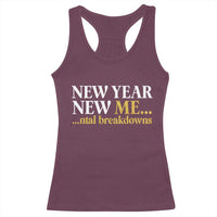 New Year New Me Mental Breakdowns Racerback Tank Top Funny New Year Party Faux Glitter - Wonder Print Shop