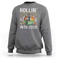 Funny Raccoon Rollin Into 2026 Sweatshirt Happy New Year Dumpster Fire - Wonder Print Shop