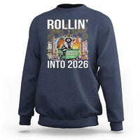 Funny Raccoon Rollin Into 2026 Sweatshirt Happy New Year Dumpster Fire - Wonder Print Shop