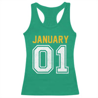 Funny January 01 New Years Eve Party Racerback Tank Top - Wonder Print Shop