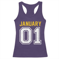 Funny January 01 New Years Eve Party Racerback Tank Top - Wonder Print Shop
