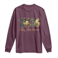Spanish New Year 2026 Long Sleeve Shirt Feliz Ano Nuevo NYE Party Disco Ball - Wonder Print Shop