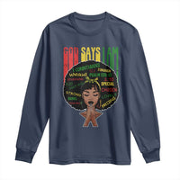 Proud Black African American Long Sleeve Shirt God Says I Am Black History Month Afro Girl