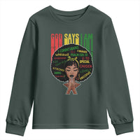 Proud Black African American Youth Sweatshirt God Says I Am Black History Month Afro Girl