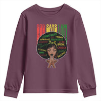 Proud Black African American Youth Sweatshirt God Says I Am Black History Month Afro Girl