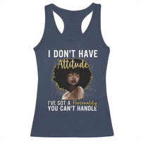 Proud Black African American Racerback Tank Top I Don't Have Attitude I've Got A Personality Glitter Print