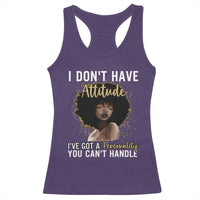 Proud Black African American Racerback Tank Top I Don't Have Attitude I've Got A Personality Glitter Print