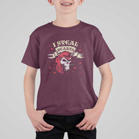 Funny Valentine's Day Pirate T Shirt For Kid I Steal Hearts Rose
