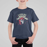 Funny Valentine's Day Pirate T Shirt For Kid I Steal Hearts Rose