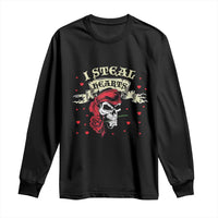 Funny Valentine's Day Pirate Long Sleeve Shirt I Steal Hearts Rose