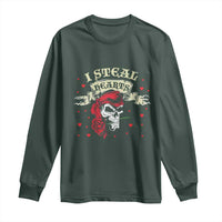 Funny Valentine's Day Pirate Long Sleeve Shirt I Steal Hearts Rose