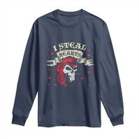 Funny Valentine's Day Pirate Long Sleeve Shirt I Steal Hearts Rose