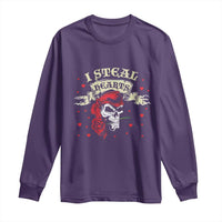 Funny Valentine's Day Pirate Long Sleeve Shirt I Steal Hearts Rose
