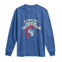 Funny Valentine's Day Pirate Long Sleeve Shirt I Steal Hearts Rose
